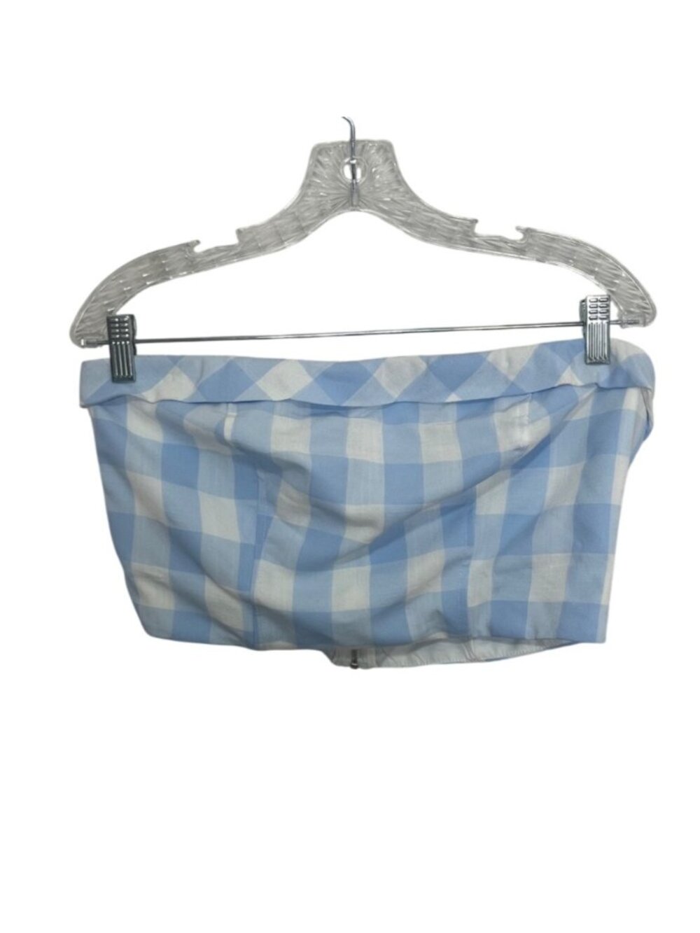 Altard State Gingham Strapless Crop Top Large Blue White New WOT Summer